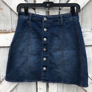 High wasted button up jean skirt